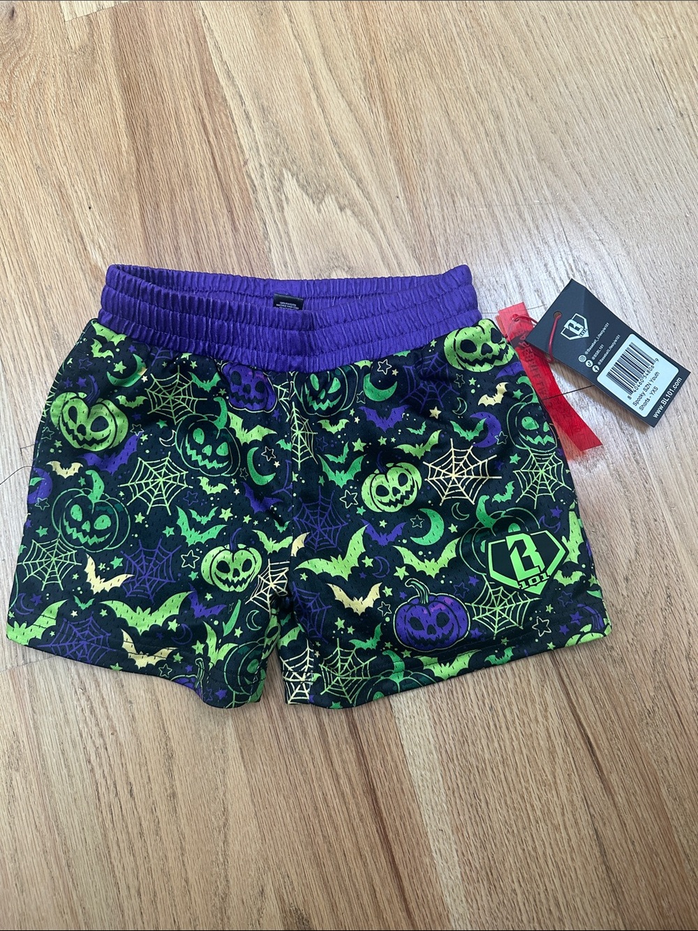 NWOT Baseball Lifestyle 101 Halloween Pumpkin & Spiderweb Shorts YXS